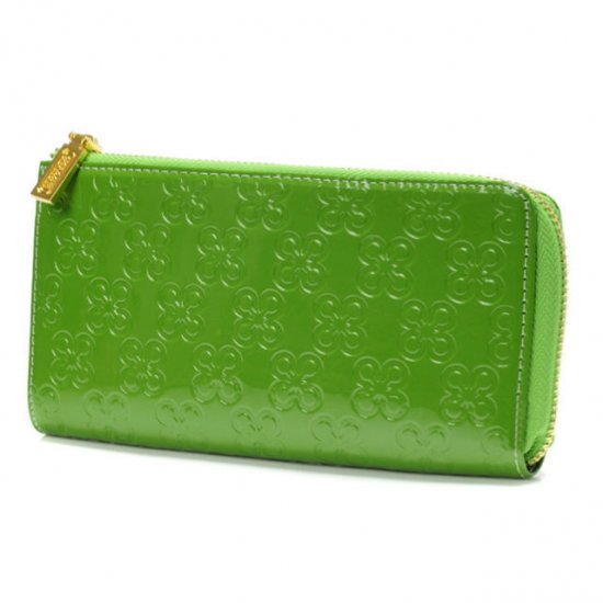 Coach Accordion Zip Large Green Wallets DVD | Women